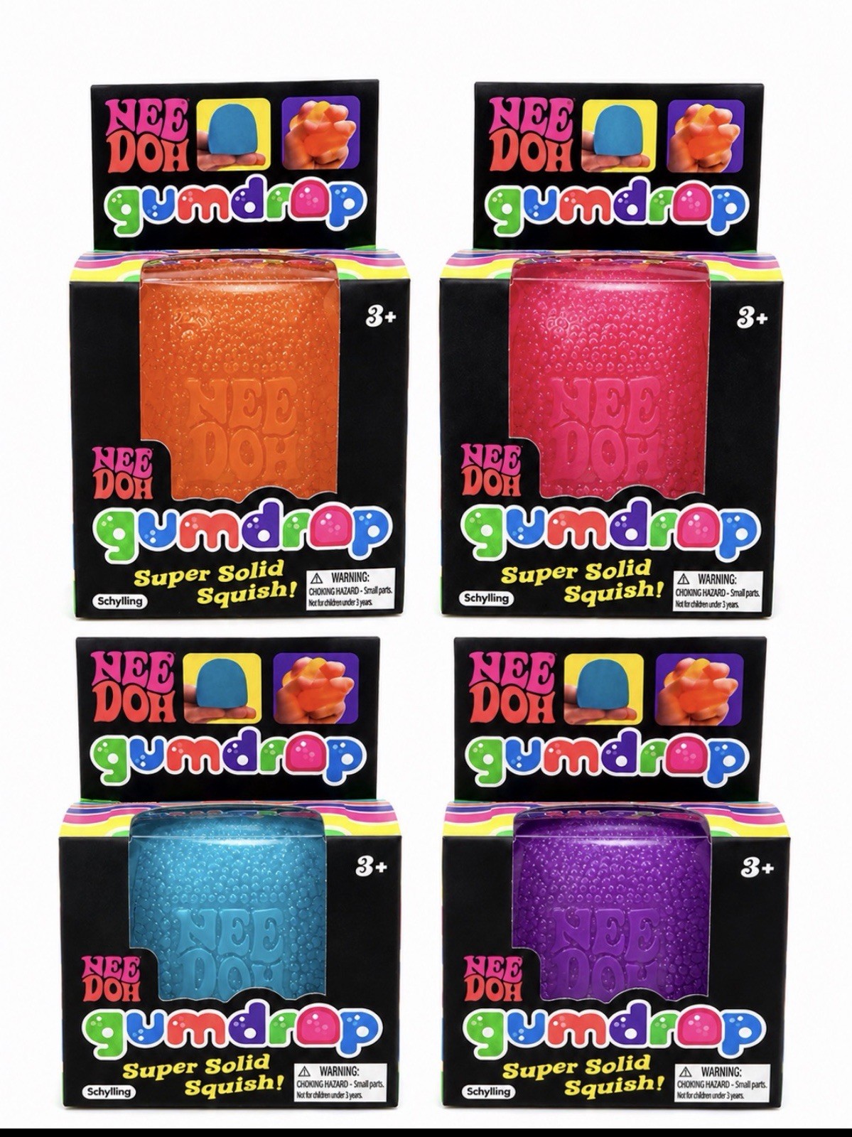 NeeDoh Gumdrop Super Solid Squih Random Color, Pack of 2