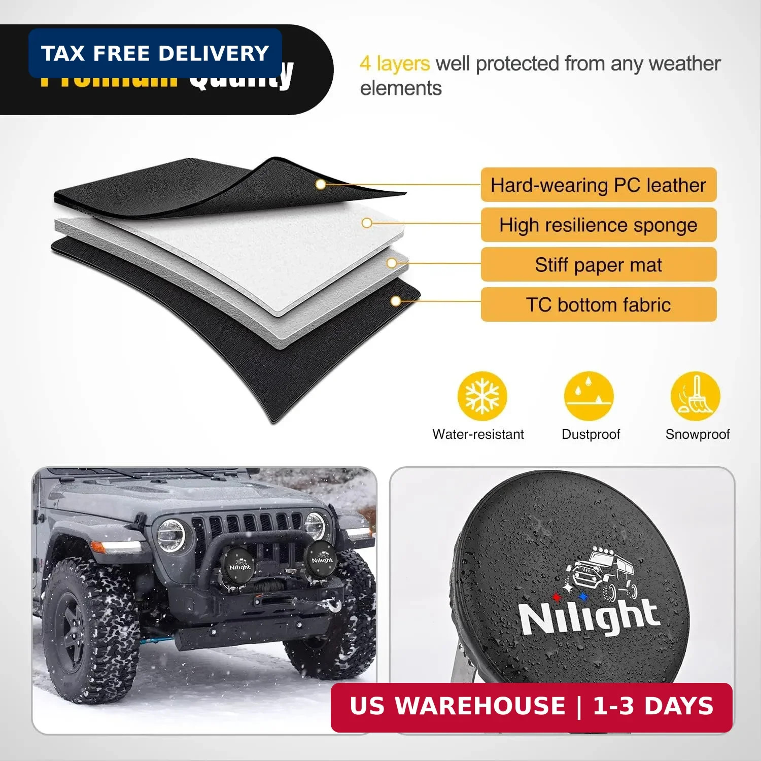 Nilight 9inch Round Offroad Driving Pod Light Cover, 9.25 Inch Diameter Black Le