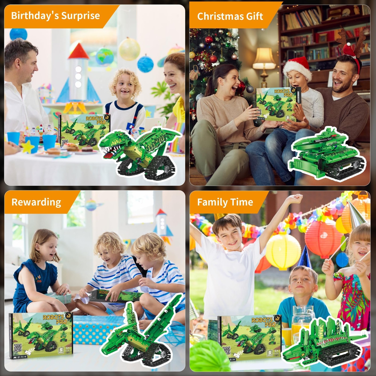 5 in 1 Dinosaur Toy for 6-12 Years Old Kids Boys, Robot Dino Building Set wit…