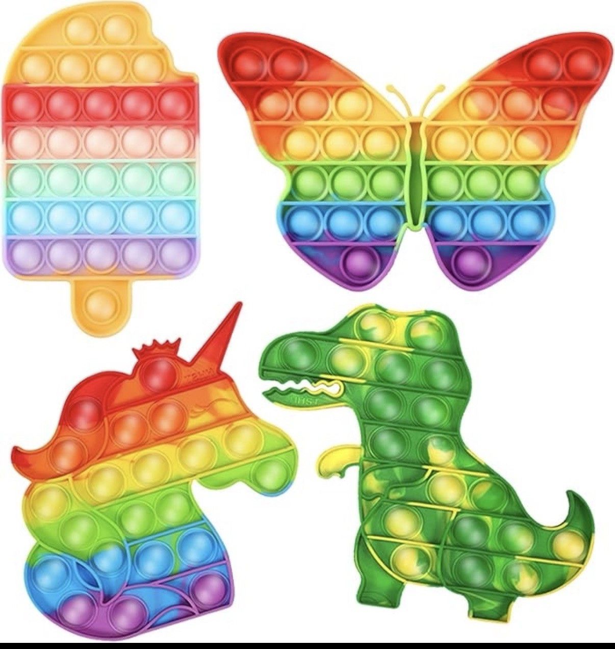Fidget sensory Popper Set, Rainbow Pop It Unicorn Assorted Shapes 75 pcs