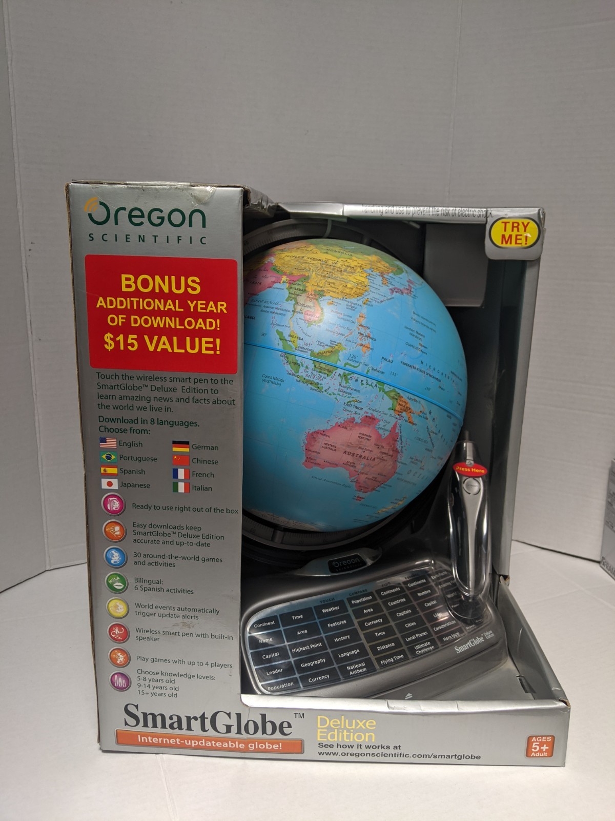 Vtg Oregon Scientific Smart Globe Geography Quiz Game Deluxe Edition NEW IN BOX