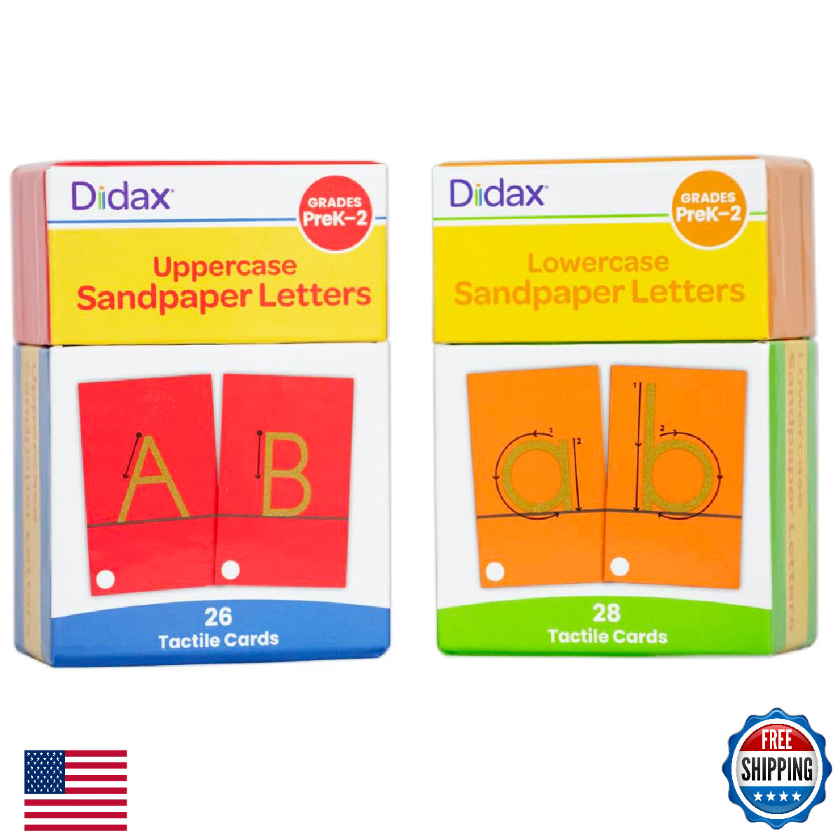 Didax Sandpaper Letters Boxed Set: 54 Tactile Uppercase & Lowercase Cards Pre-K-