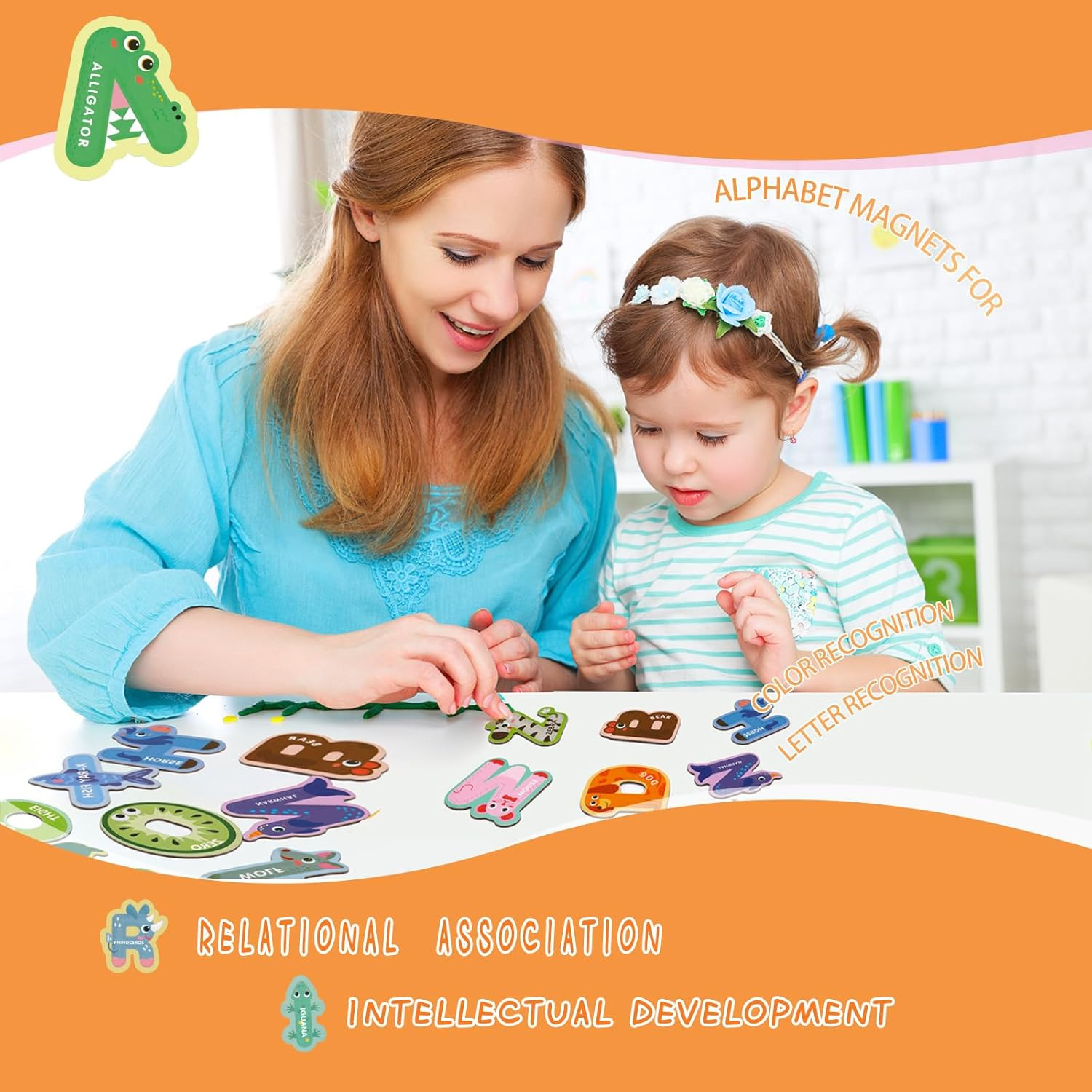 52PCS Magnetic Letters and Numbers Large Fridge Magnets for Toddlers 1-3 Cute An