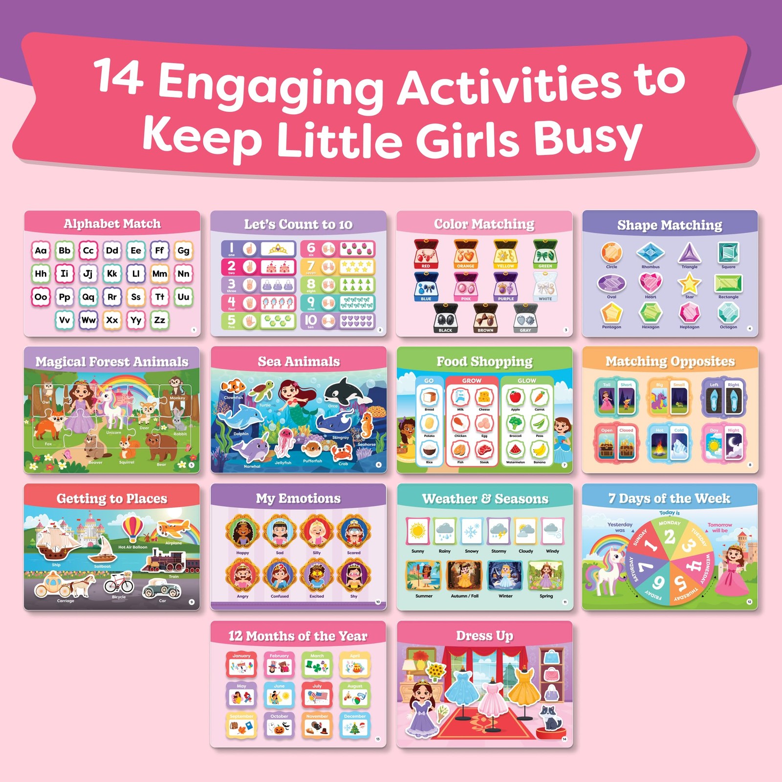 3 Year Old Girl Gifts – Montessori Busy Book For 8″x11″, Girls