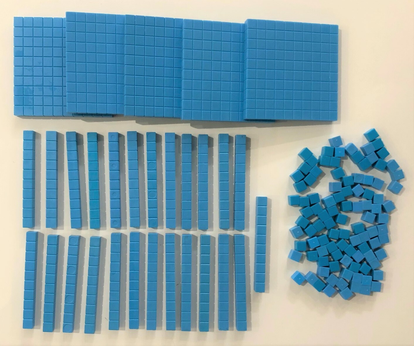 BASE TEN BLOCKS – BLUE, PLASTIC – For Teachers, Homeschoolers, Parents, Tutors