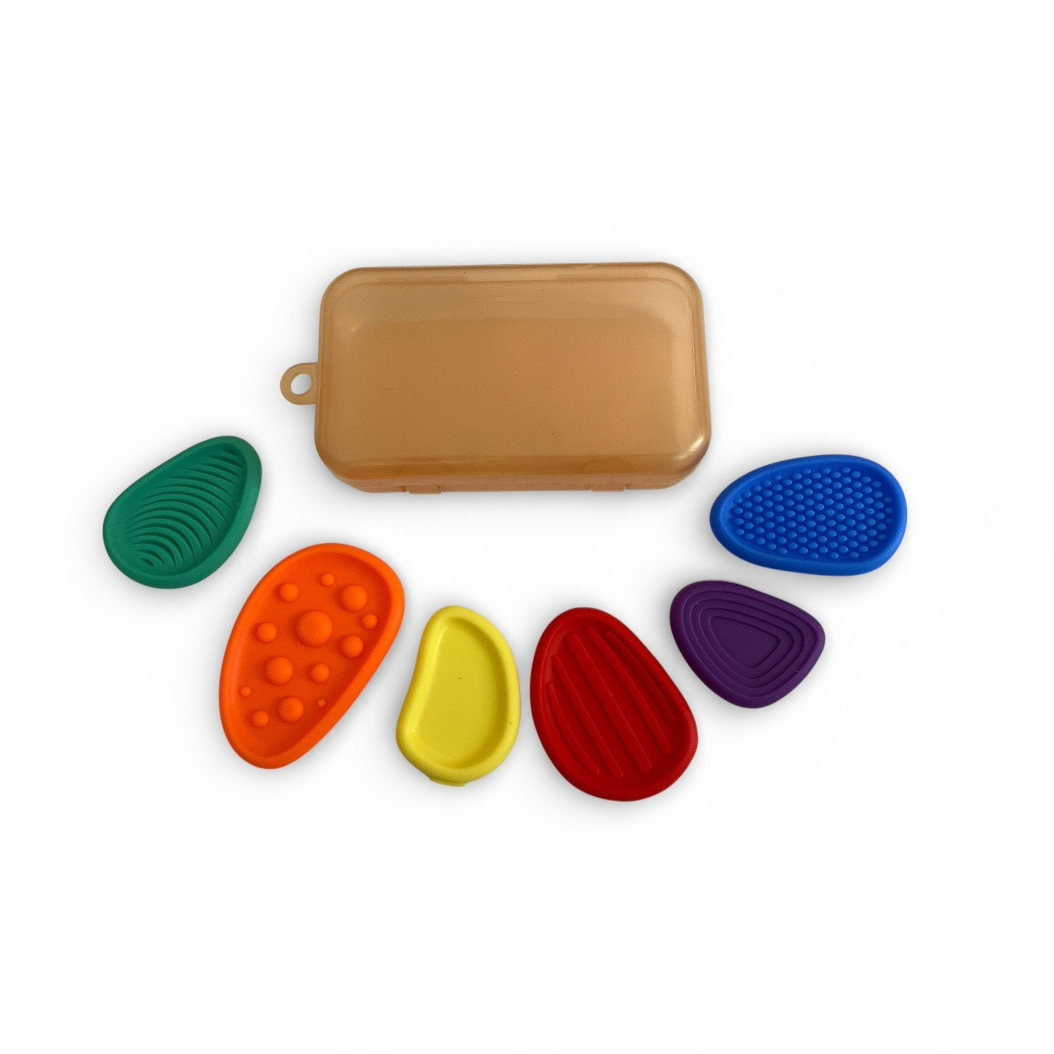 6 Pc Silicone Kids Fidget Toy Sensory Stress Relief Worry Stones Texture + Case