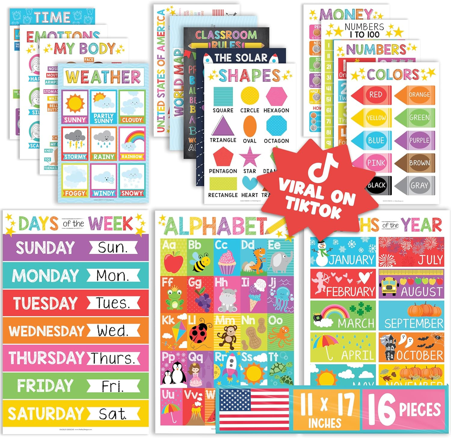 16 Educational Posters For Classroom Must Haves Laminated Pre-K Posters Toddler