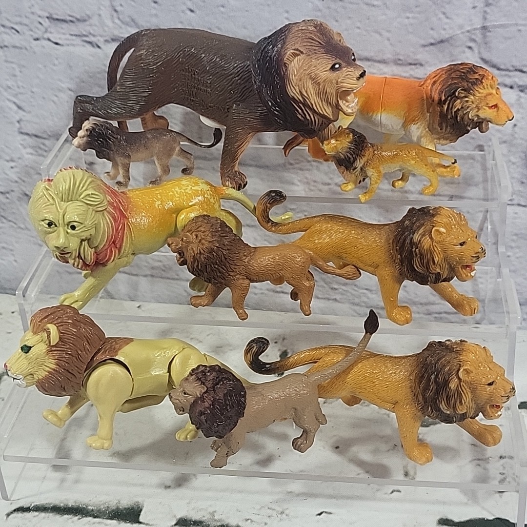 Animal Figures Lion Lot Of 10 Assorted Sizes Some Vintage King Of The Jungle