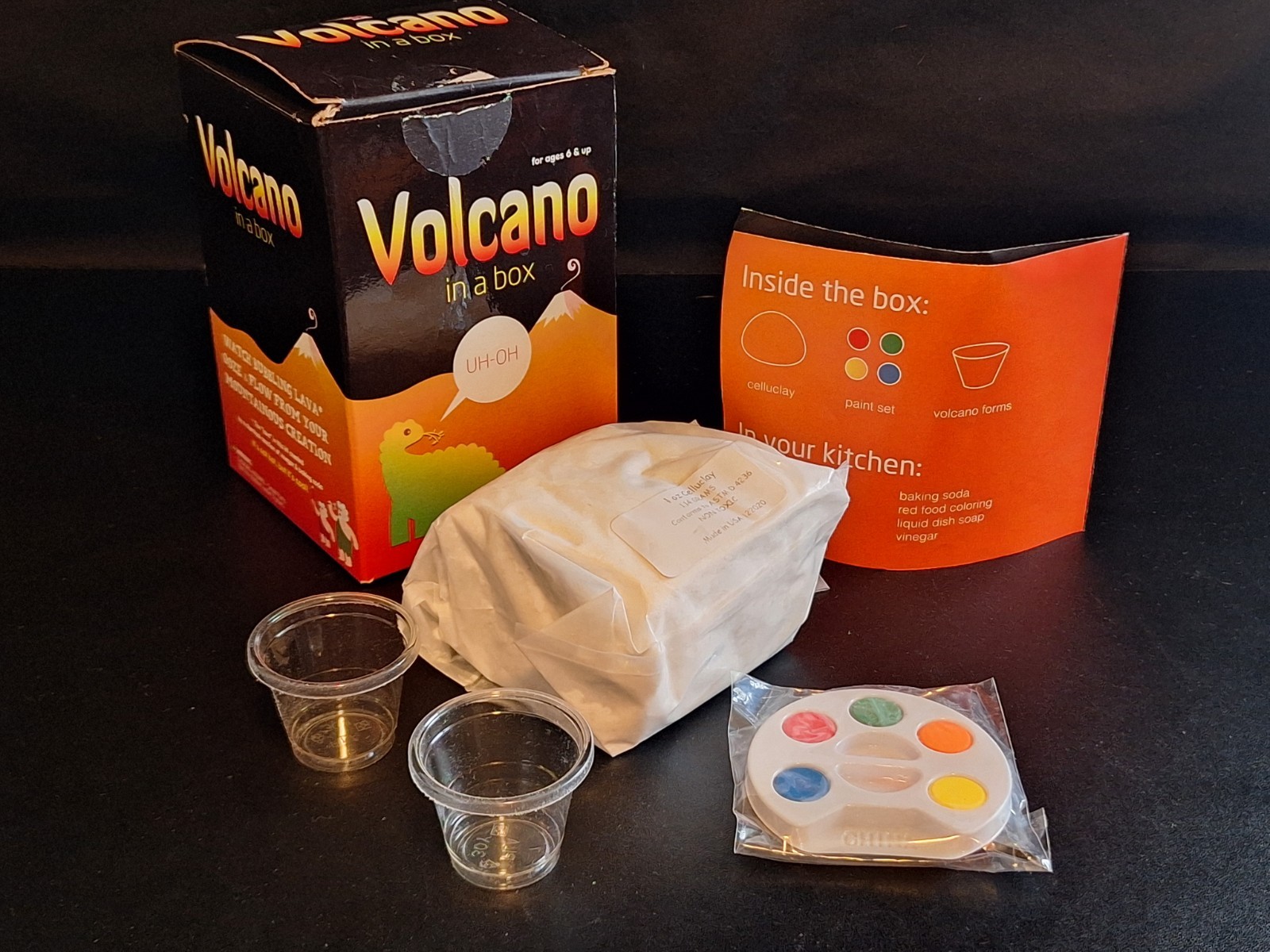 «Volcano in a Box» Science Kit for Kids; Mix, Sculpt, Paint, ERUPT! Complete Kit