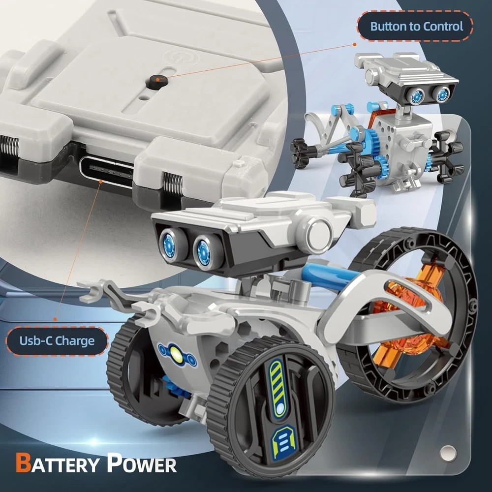 12-in-1 STEM Robot Kit Toys for Kids 8-12 12-16, DIY Robot Building Educational