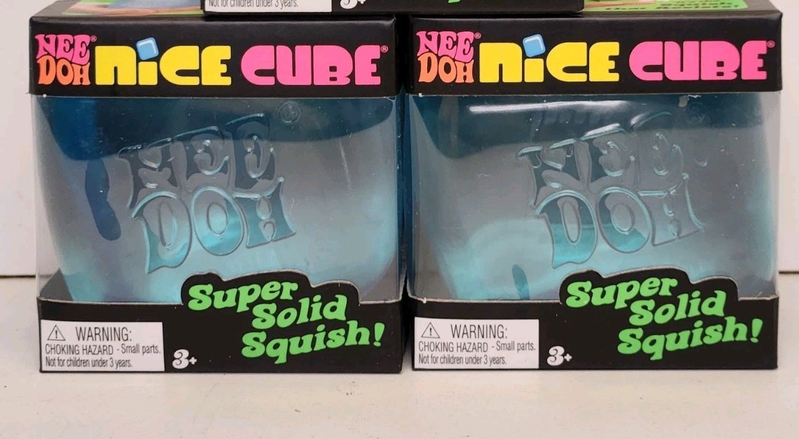 NeeDoh Nice Cube Super Solid Squish Blue Lot Of 2 (FREE SHIPPING)