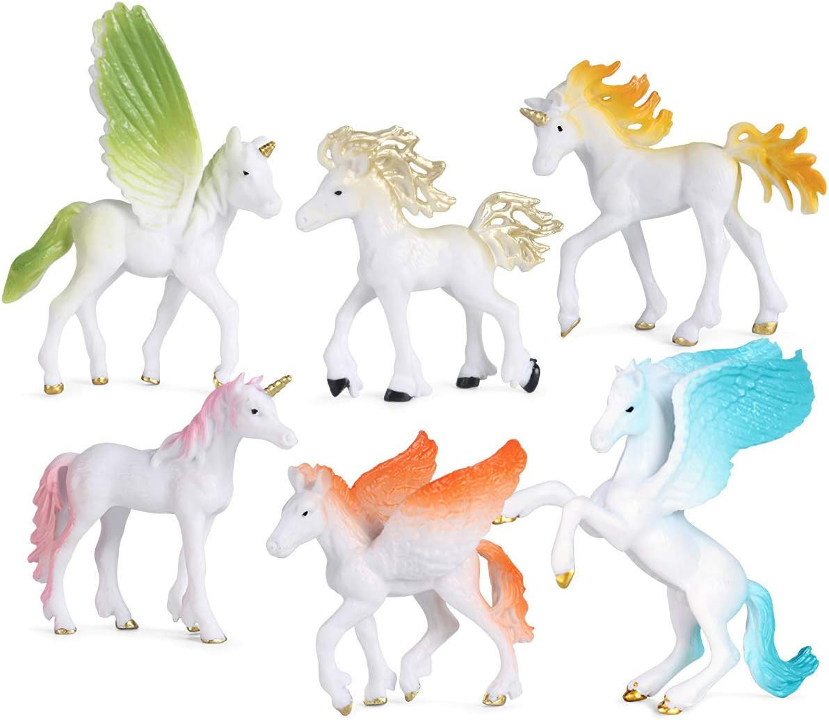 6 Pcs Unicorn Pegasus Figures Sets Mythical Animals Model,Ideal Party Favors,Sto
