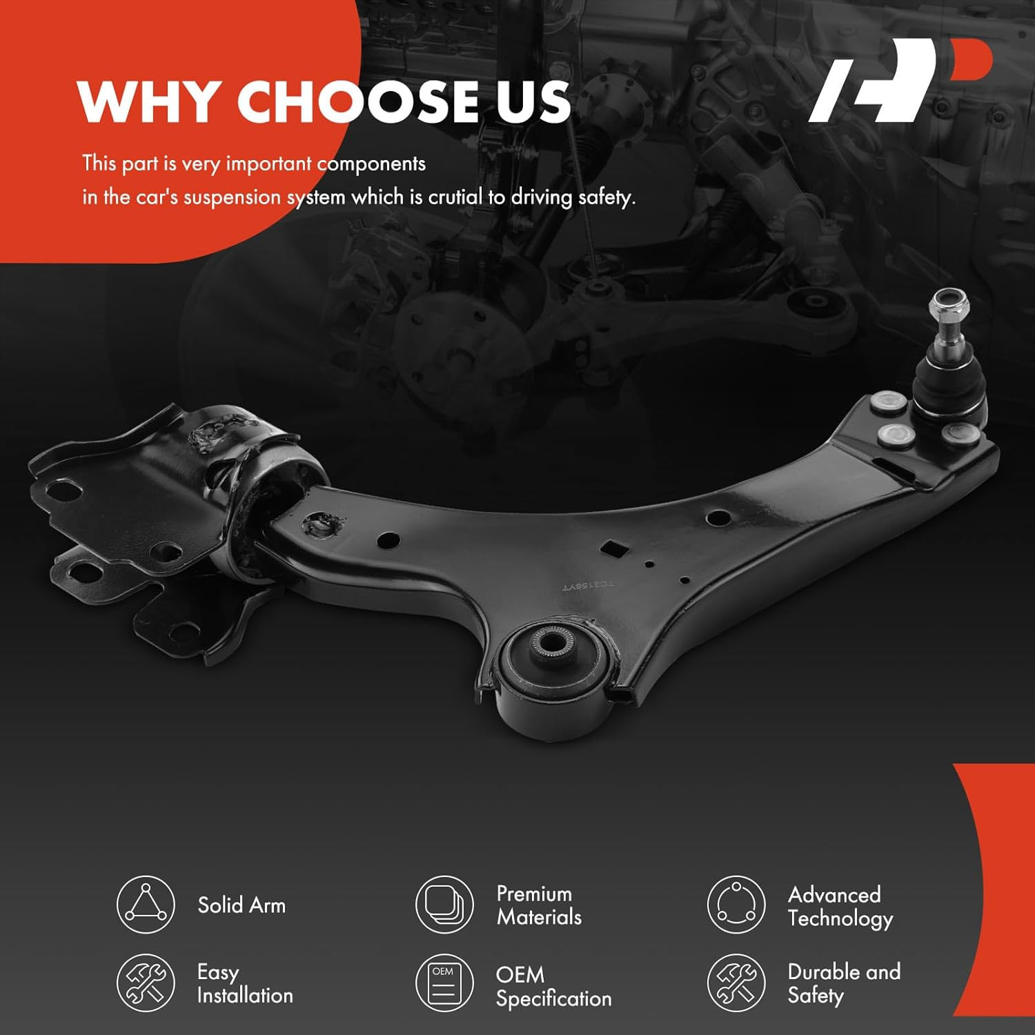 Front Left Lower Control Arm, with Ball Joint & Bushing, Compatible with Volvo S