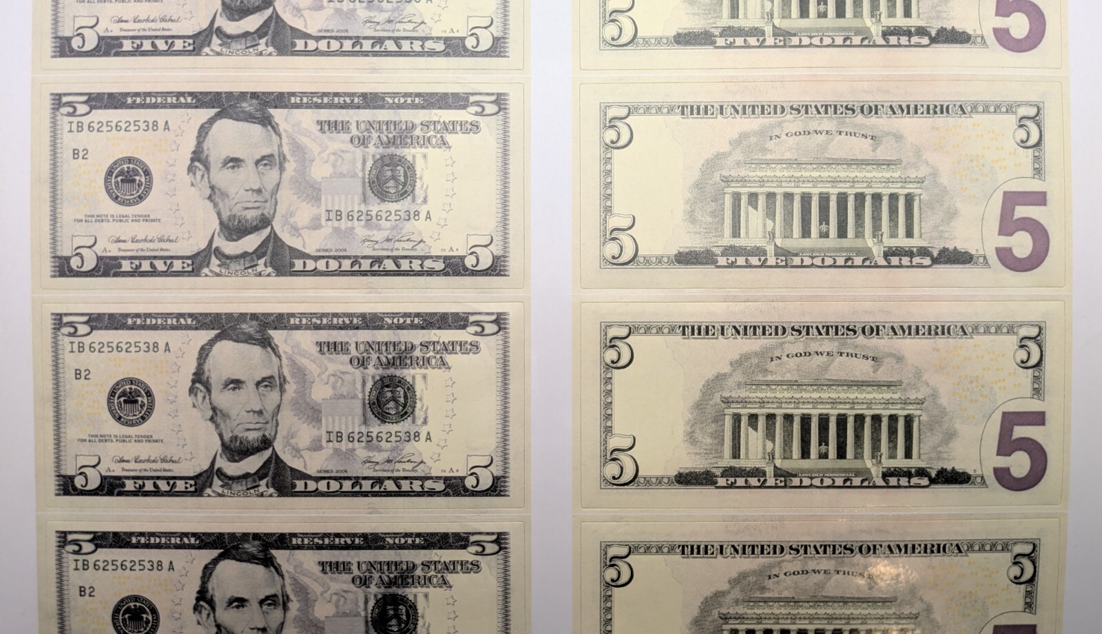 School Teaching Tool FIVE DOLLAR STICKERS Front & Back of Bill ~ Sheet of 32