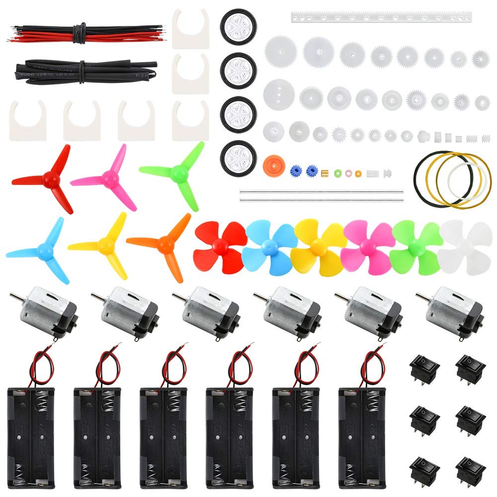 6 Set DC Motors Kit, Mini Electric Motor 3V 15000RPM with 66 PCS Plastic Gear…