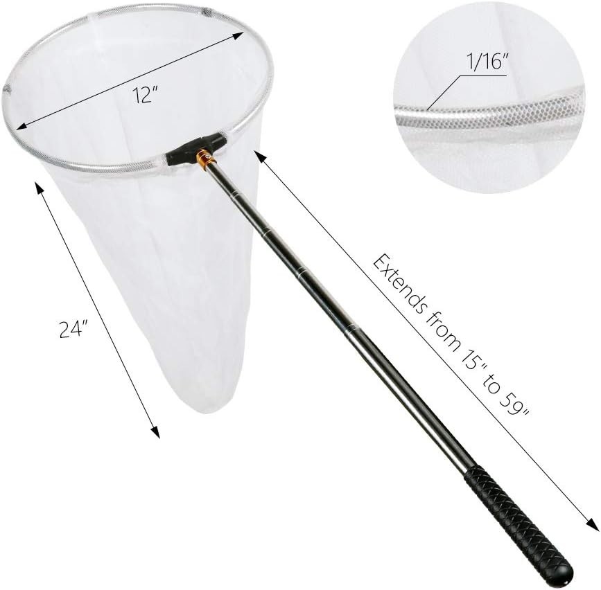 Professional Butterfly Net with 12″ Ring, 59″ Telescopic Handle, Durable Design
