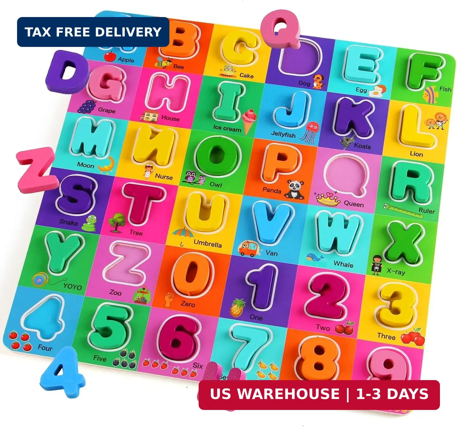 Wooden Alphabet Puzzles Ages 3-5, Alphabet and Number Puzzle with ABC Learning f