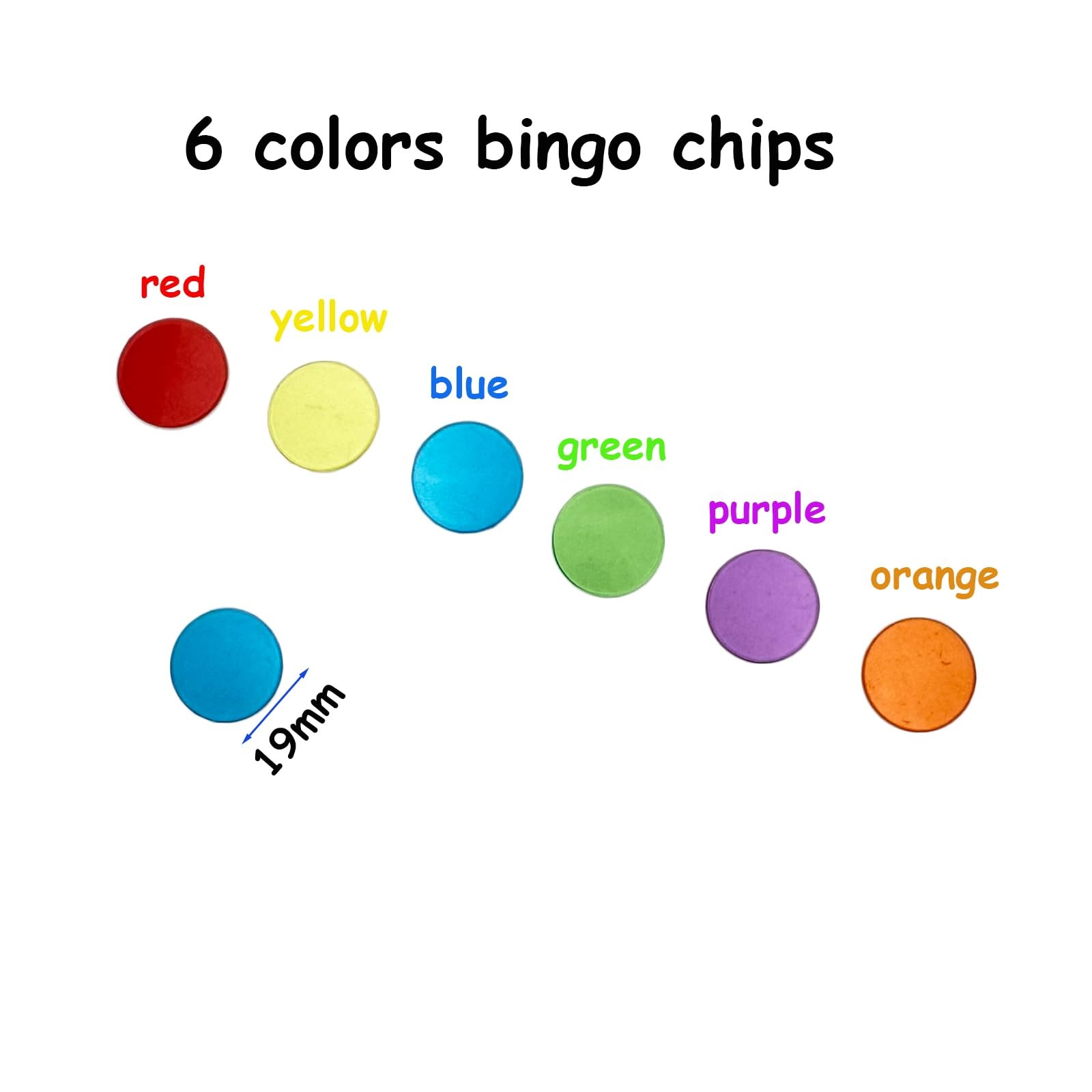 2000 Pieces 3/4 inch Transparent 6 Color Clear Bingo Counting Chips Plastic M…
