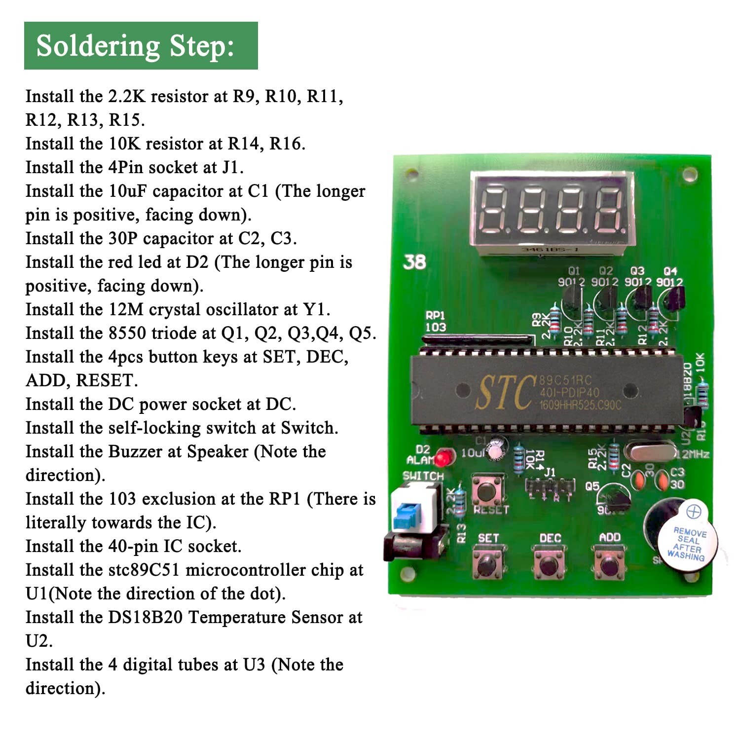 DIY Soldering Practice Kits DS18B20 Temperature Sensor Module DIY Electronic …