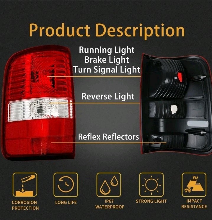 HECASA Right Tail Light Assembly Compatible with 2004-2008 Ford F150 Replacement