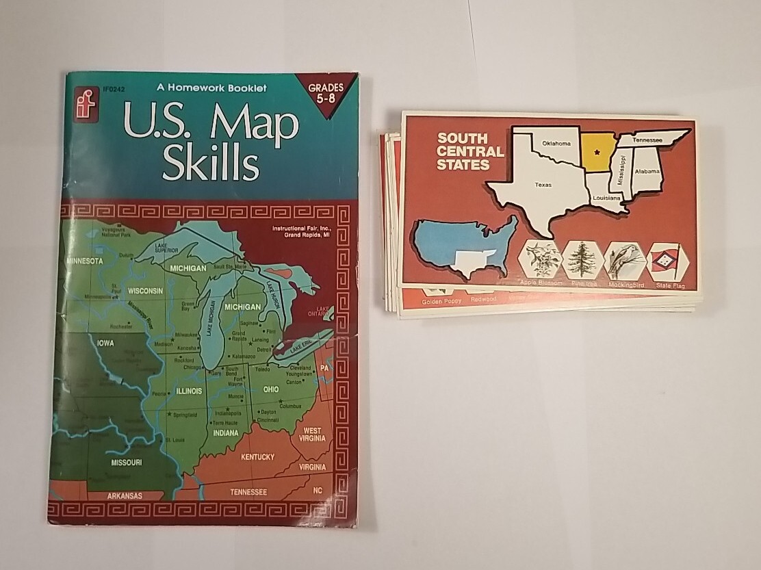 US Map Skills Booklets and Flashcards State Geography Region Capitals Homeschool