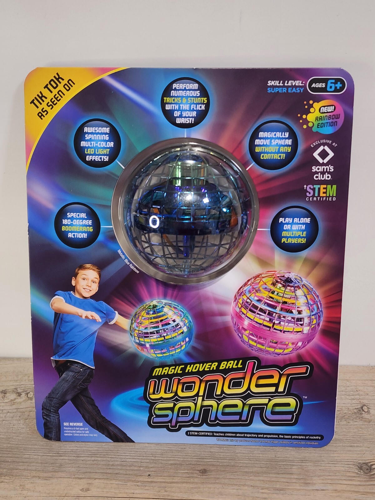 WONDER SPHERE MAGIC HOVER BALL NEW BLUE RAINBOW EDITION SAM’S EXCLUSIVE STEM