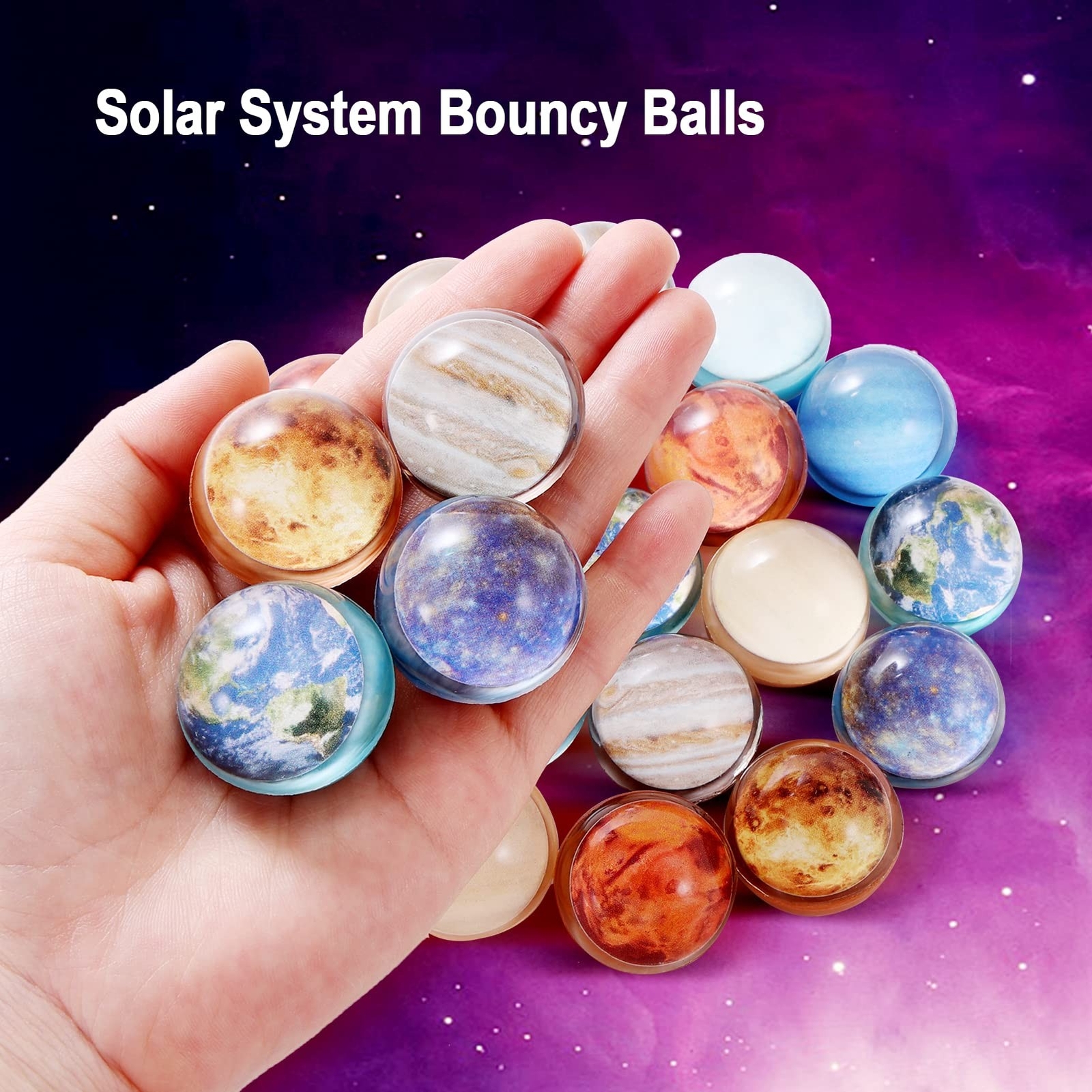 Pllieay 24PCS Space Solar System Eight Planets Themed Bouncy Balls for Kids P…