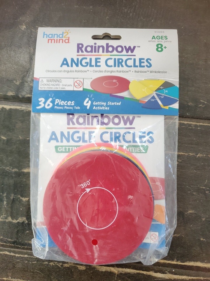 hand2mind Plastic Rainbow Angle Circles Visual Geometry 36 Pieces, 4 Activities