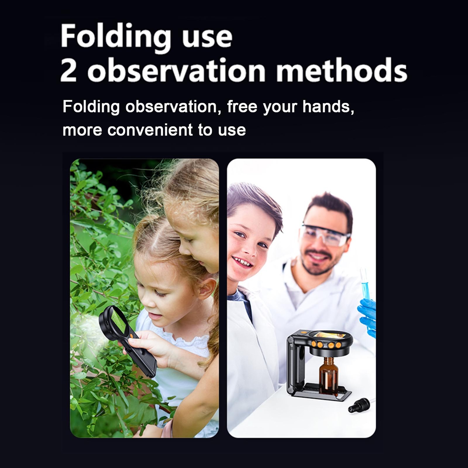 Kids Microscope Toy 2-Inch Screen 1080P 500X Magnification With Built-in Fo XGVG