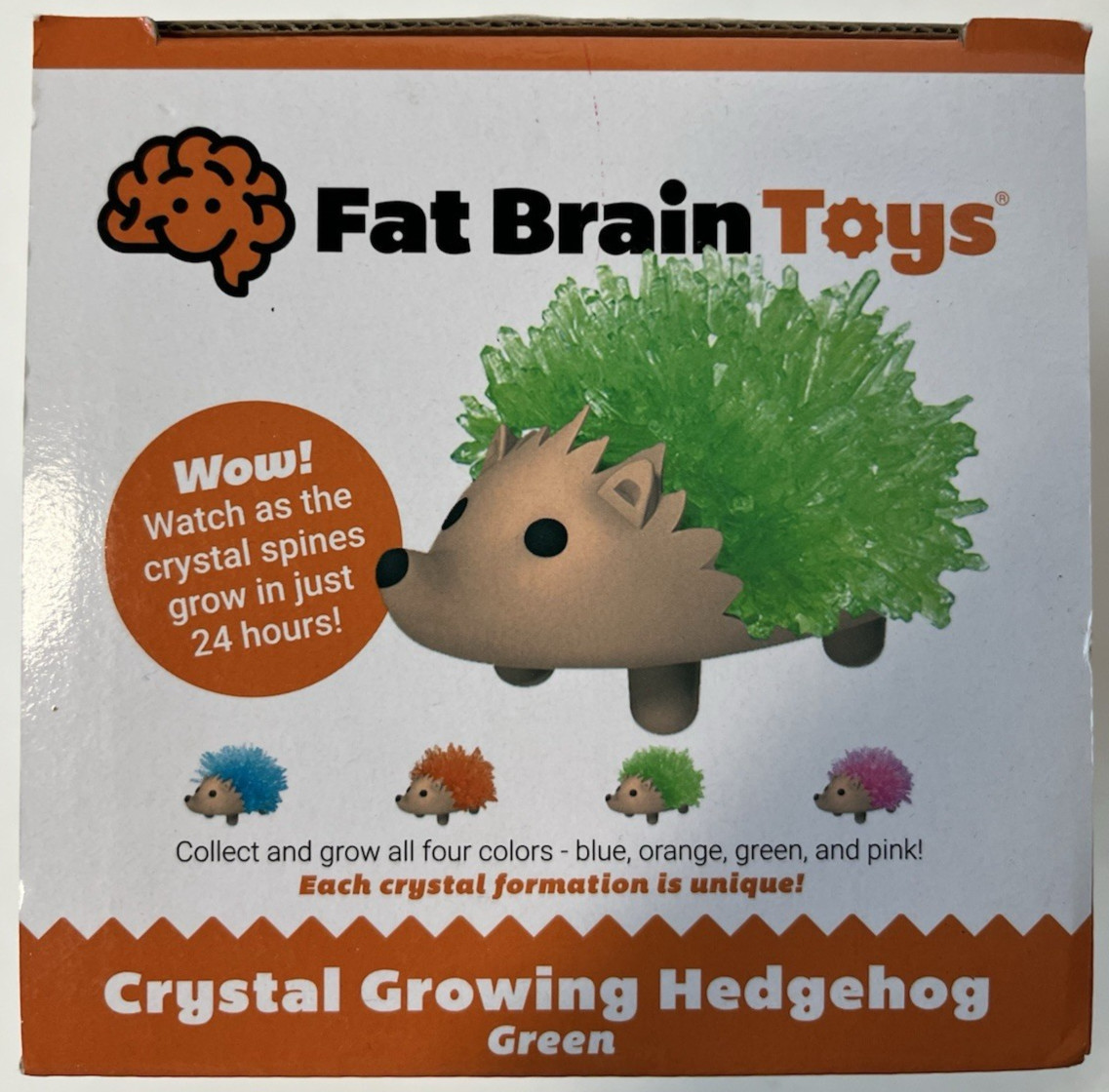 NEW Fat Brain Toys Crystal Growing Hedgehog Color Green Grows in 24 Hours Taiwan