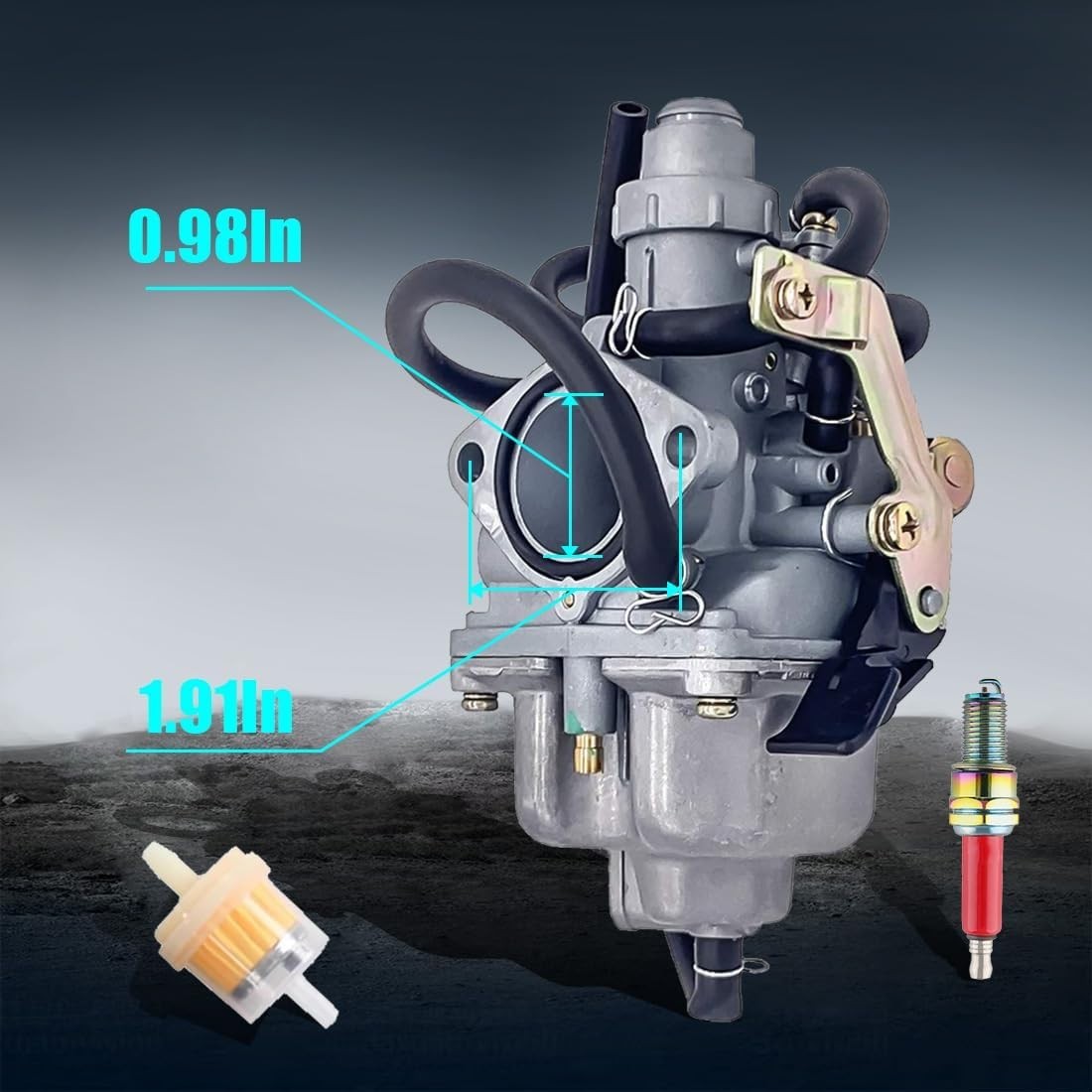 Recon 250 Carburetor with Fuel Tank Petcock Valve Set Fits for Honda TRX 250 Rec