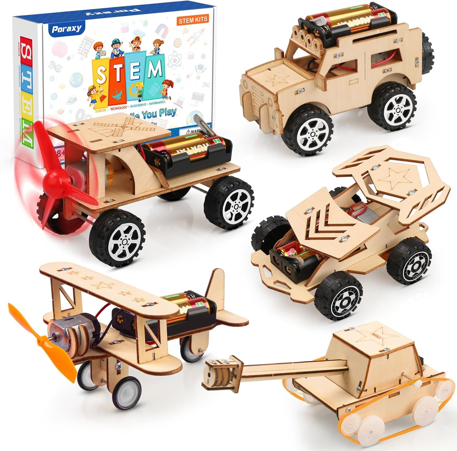 Poraxy 5 in 1 STEM Kits for Kids Age 8-10, Science Building Project Craft for 8-
