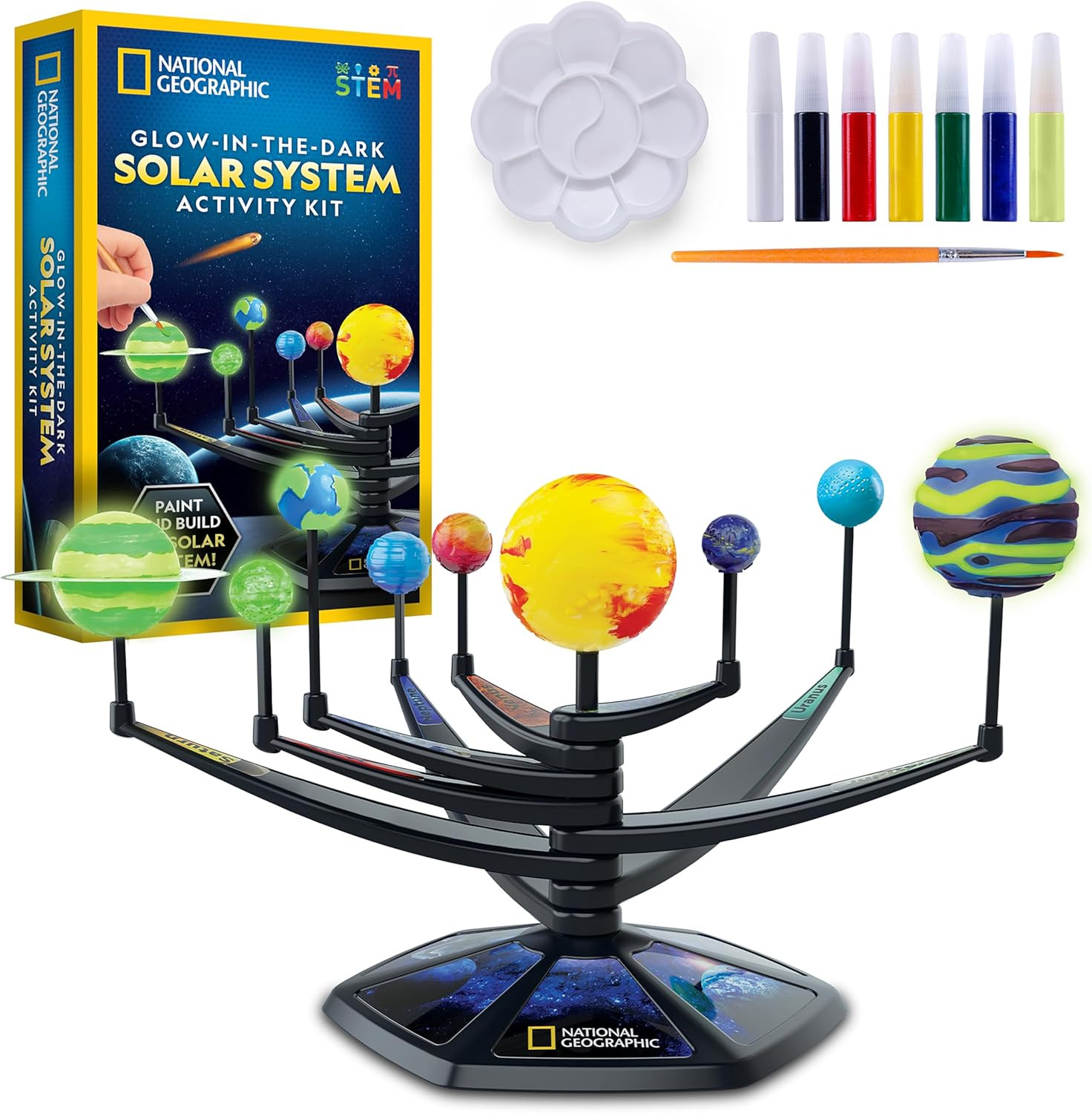 Glow-in-the-Dark Solar System Model Kit for Kids – Build & Paint 3D Planets STE