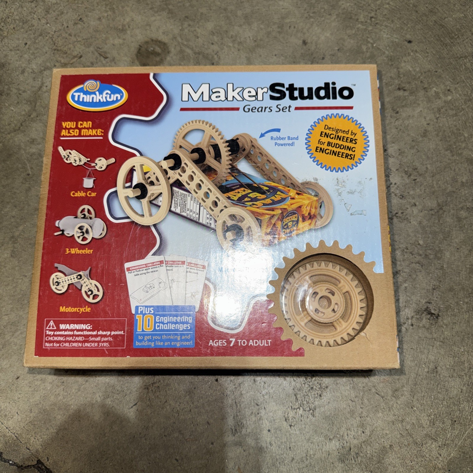 MAKER STUDIO Gear Set Macaroni Box Racecar Recycled Items Age 7+ Wood Craft