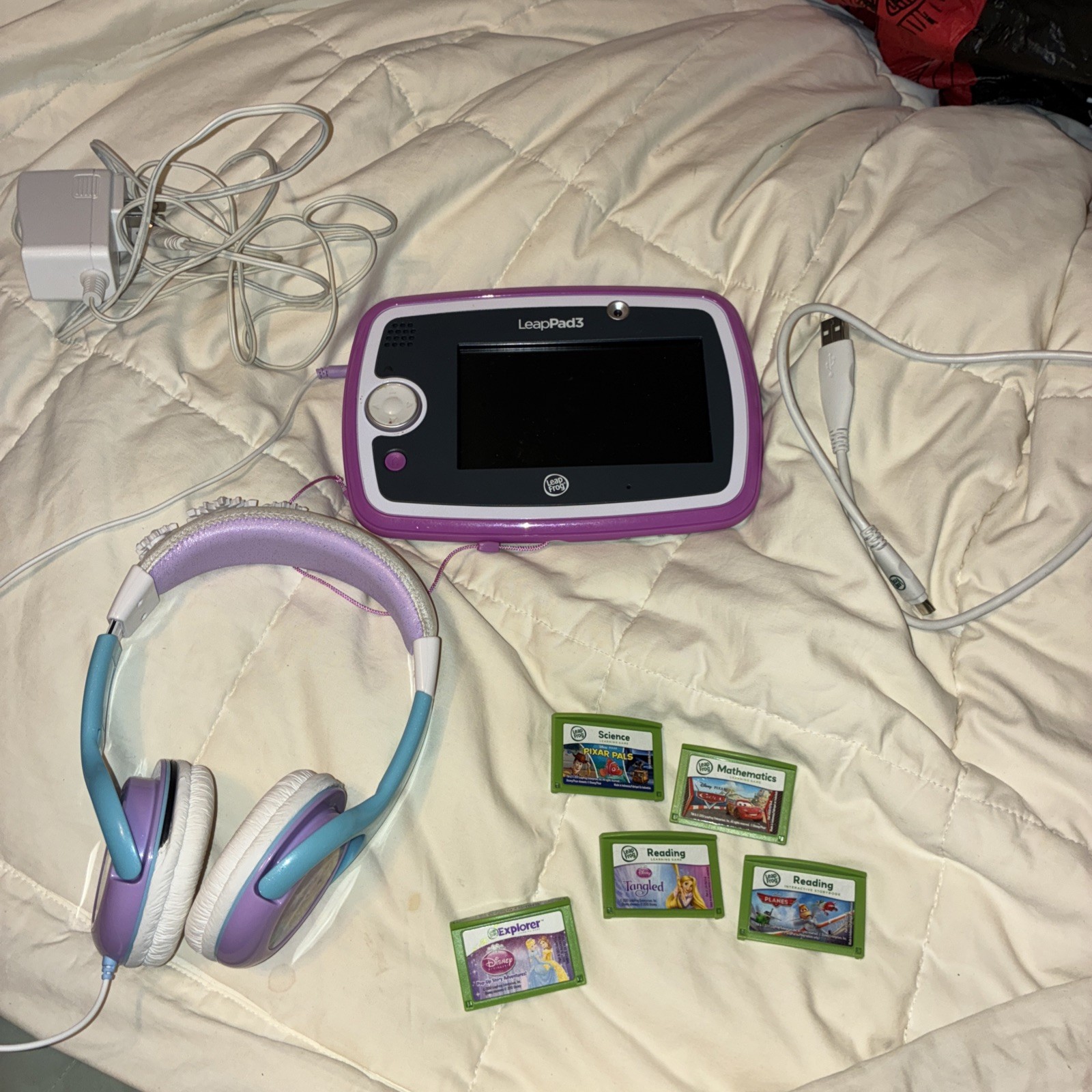 LeapFrog LeapPad 3 Kids Learning Tablet Wi-Fi With Cables And 5 Games