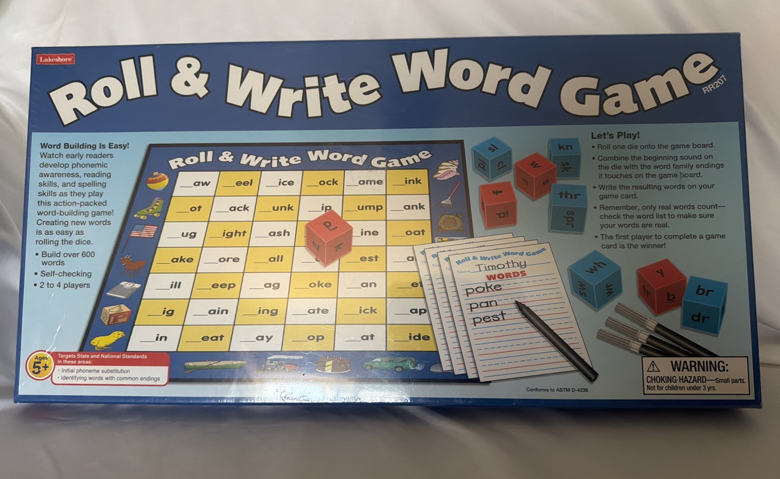 Lakeshore Roll and Write Word Game Early Readers Build 600+ Words 5+ SEALED NEW