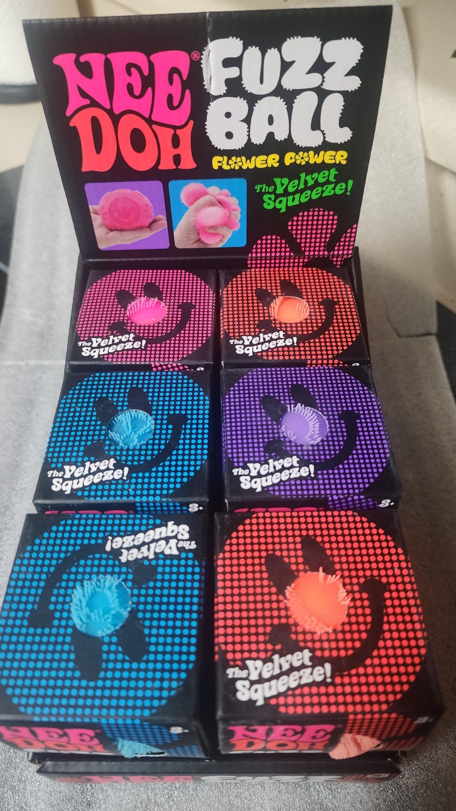 Schylling NeeDoh Nee Doh Fuzz Ball Flower Power Lot of 12 with Display Box