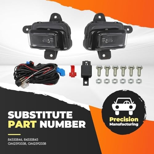 Pair Fog Light Assembly Compatible with 2022 2023 2024 Sierra 1500 Front