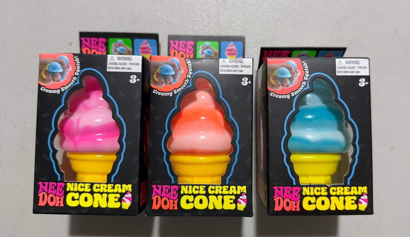 Authentic Schylling Needoh Nice Cream Cone Lot Of 3 New in Box Pink,Orange,Blue