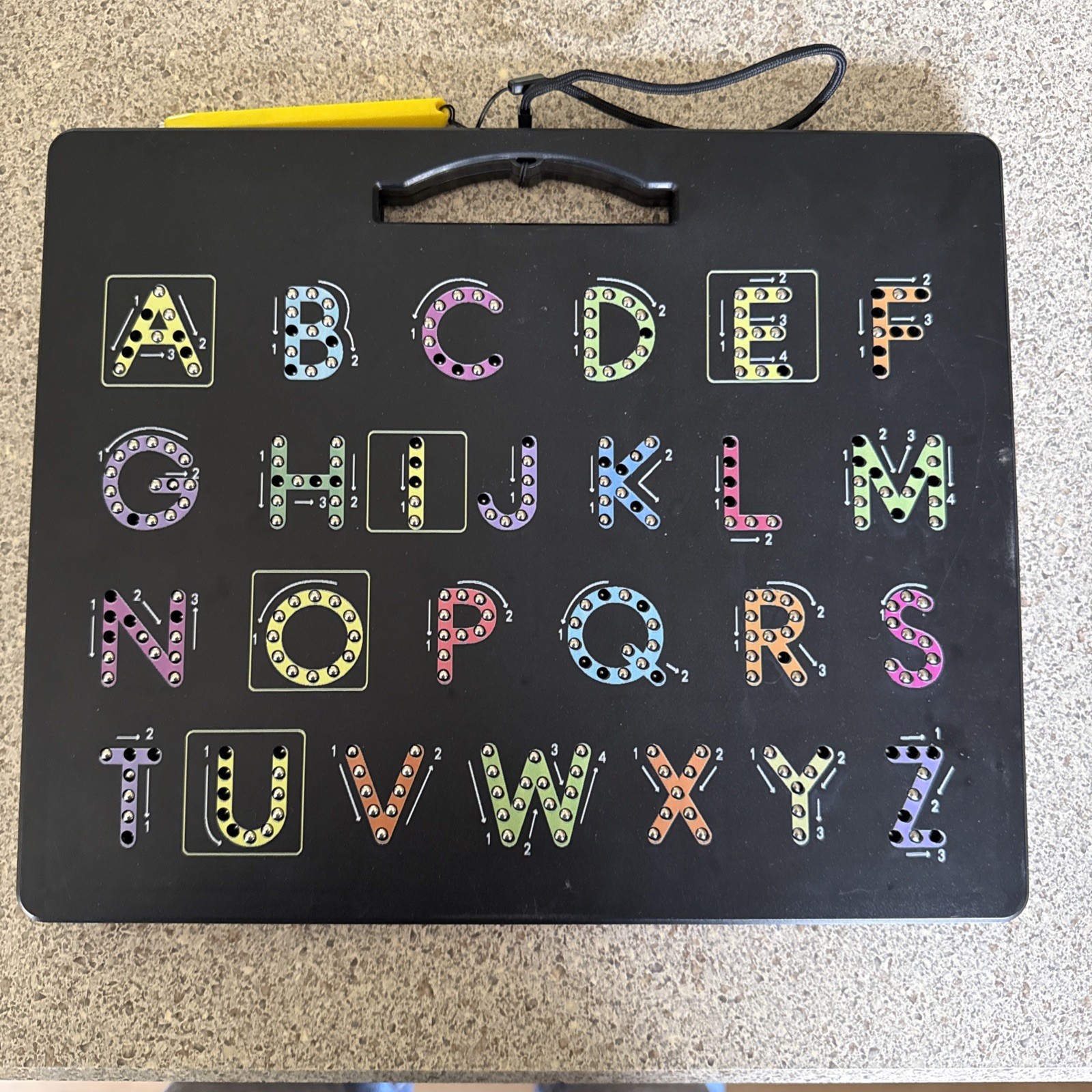 Picasso Tiles ABC / Drawing Magnetic Board Dual Sided Caps And Low Caps W Pen