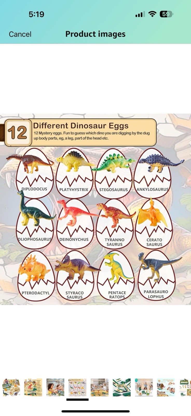 Dinosaur Eggs Dig Kit Toys – 12 Dino Fossil Eggs Excavation Kits with Game Mat f