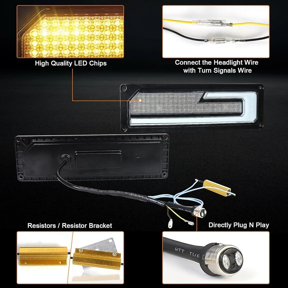 LED Headlight Assembly 500% Bright Anti-glare Headlights for 1988-1998 Chevy GMC