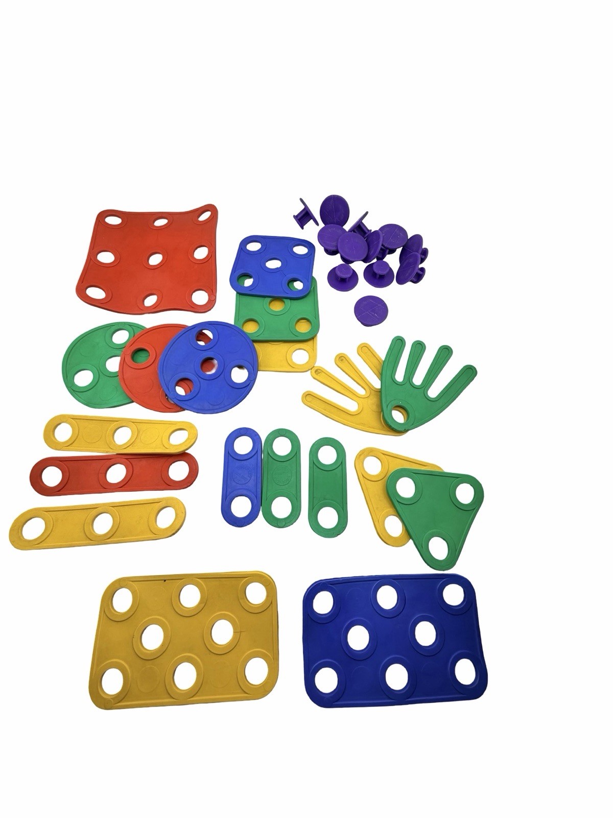 Vintage Preschool Plastic Lacing Buttons Shapes Fine Motor Educational Toy Lot