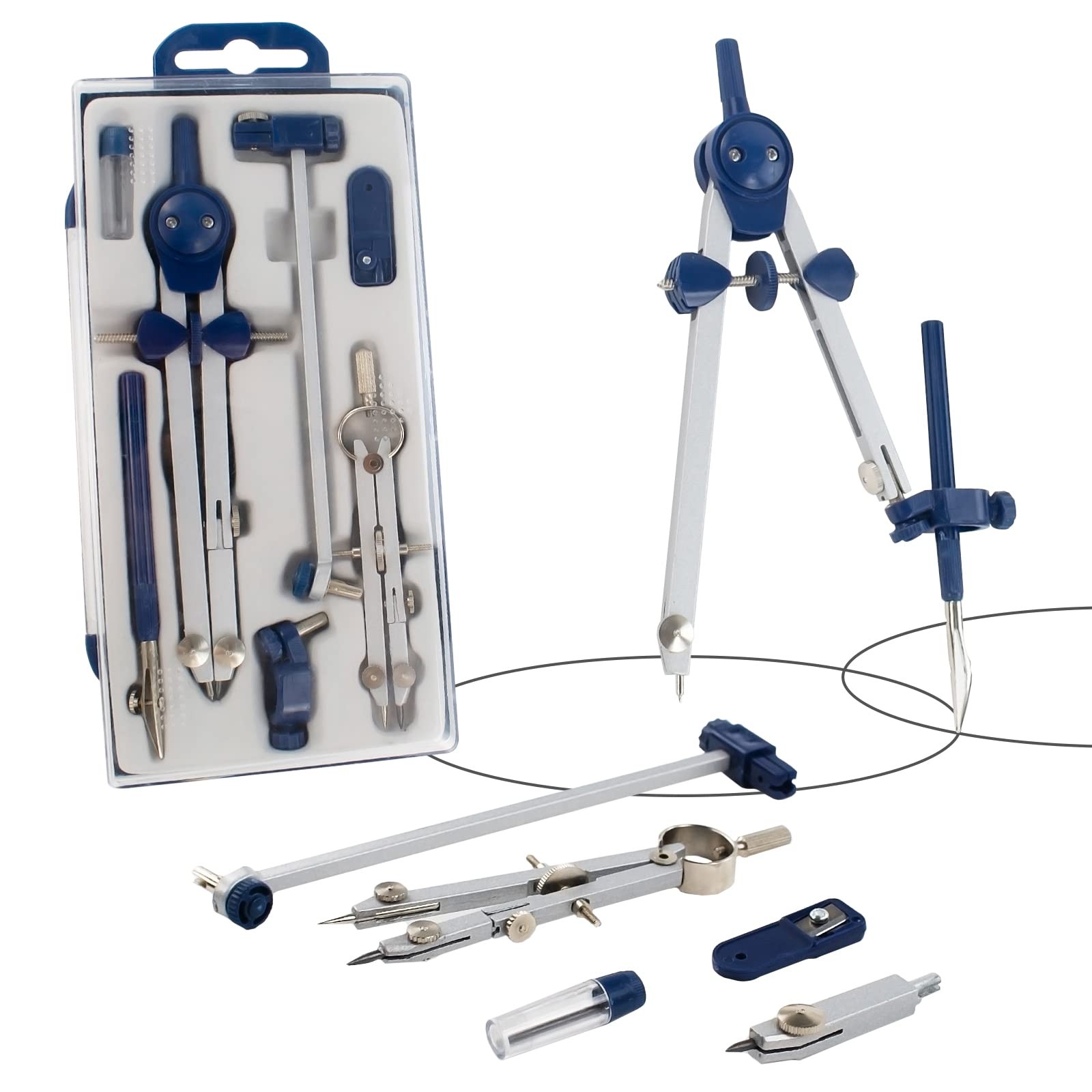 CIOUYAOS 7-Piece Geometry Set – Metal Compass with Wheel and Lock -…