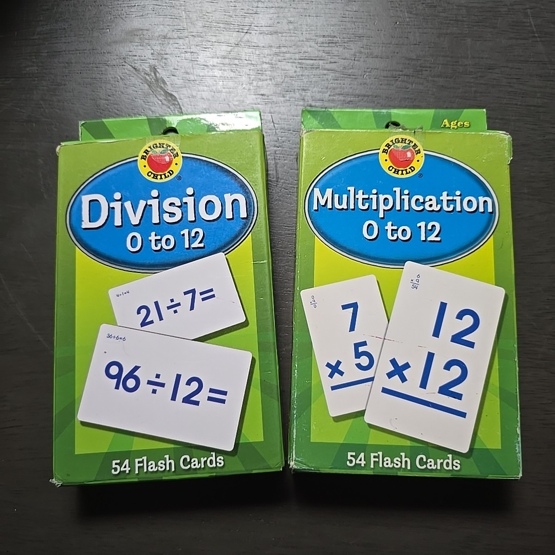 Vintage Multiplication and Division Pocket Flash Cards, 56 Cards Each