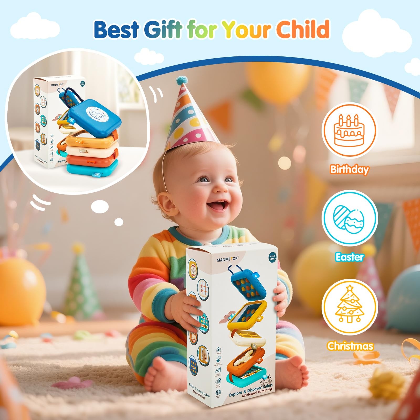 LMBMYYS Busy Board for 1 Year Old,Travel Toys Compact, Multicolored