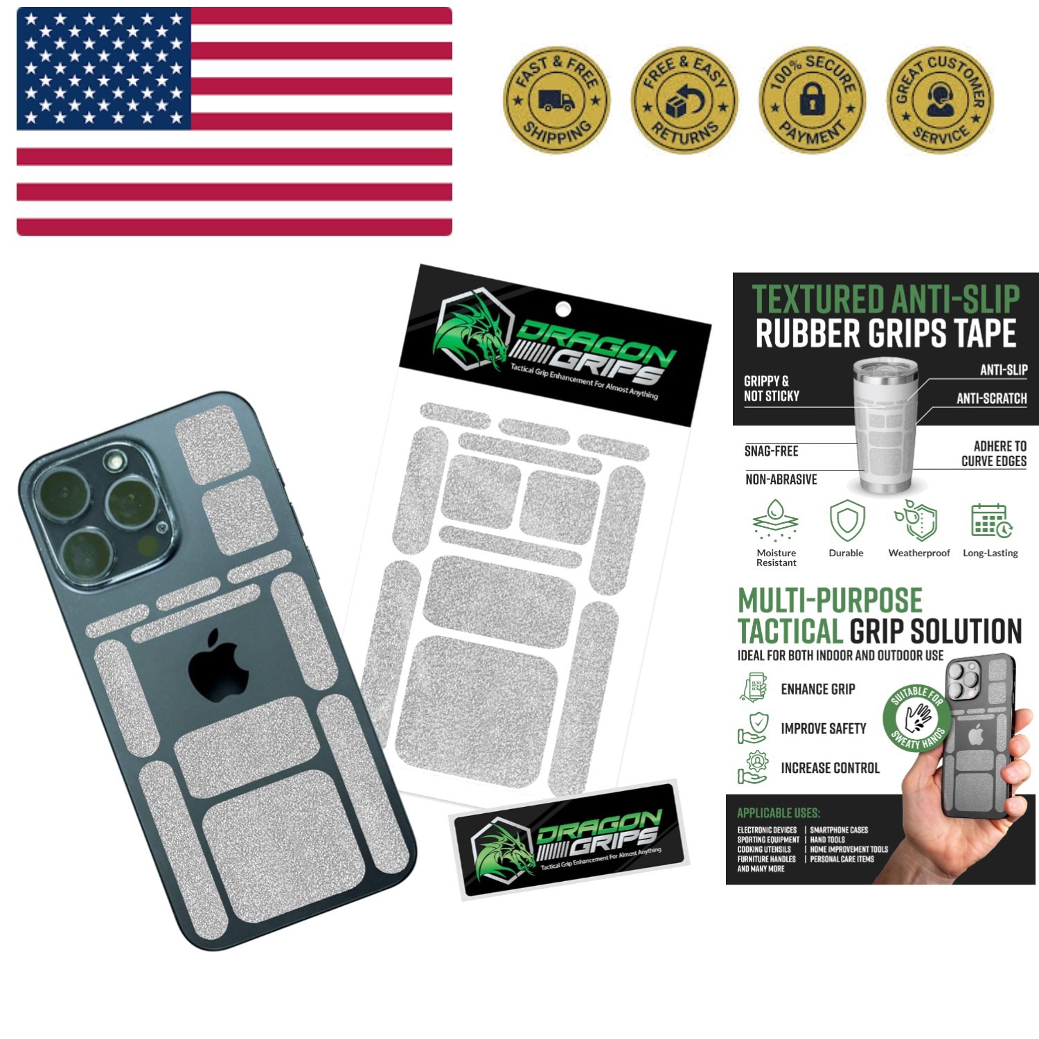 13 Pcs Rectangular Rubber Grip Tape, Rubberized Grip Stickers for Phone Case,…