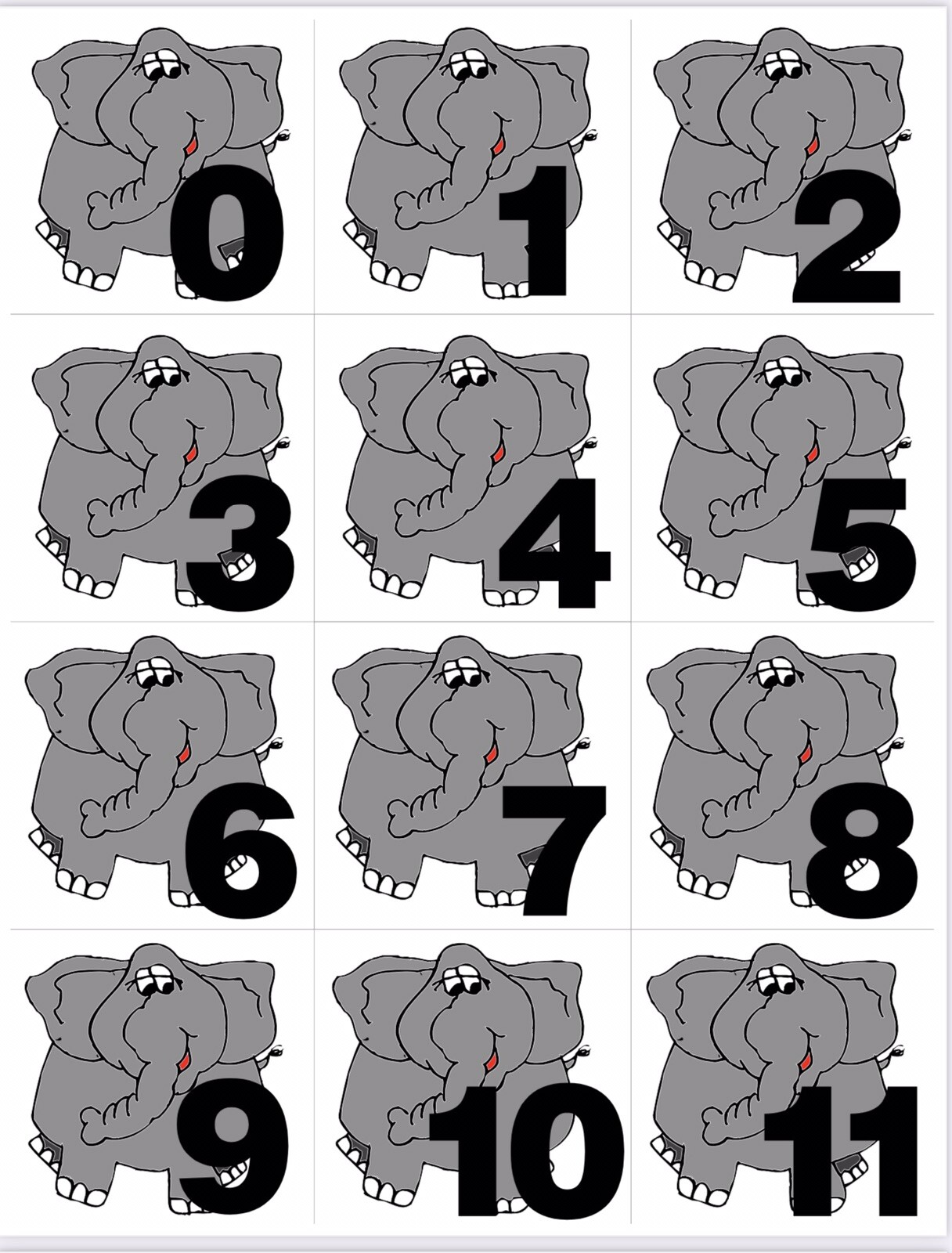 Elephant – Numbers 0-31 Pocket Chart Cards or Calendar Learning Resource – Math