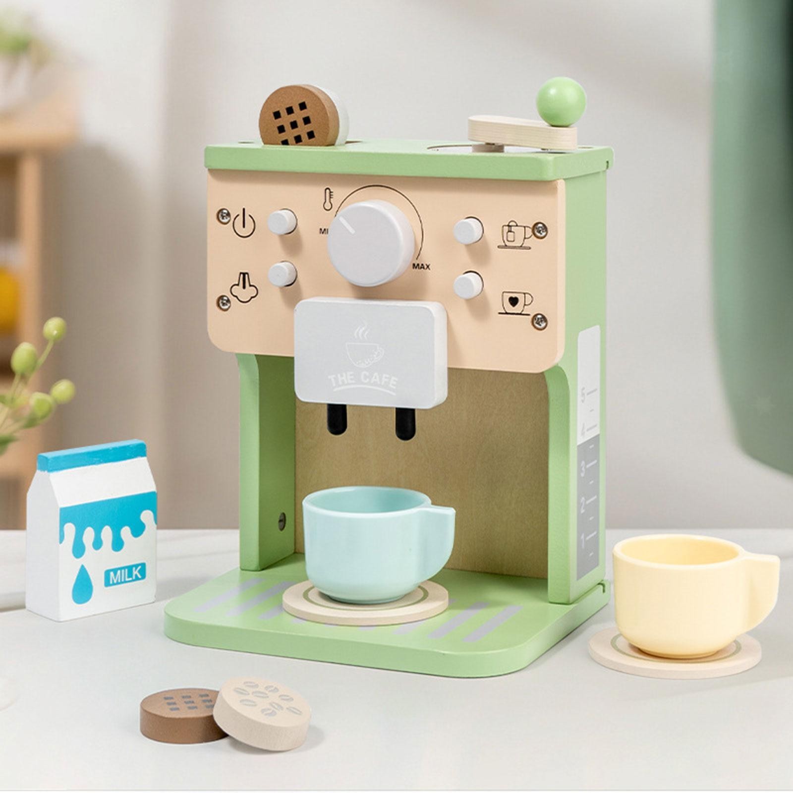 Wood Coffee Maker Playset Early Learning Pretend Play for Girls Boys Kids